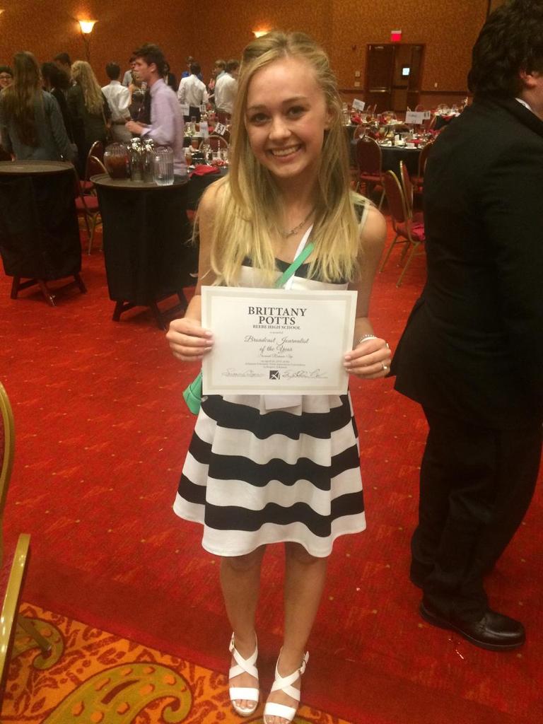 BadgerBBTV's tweet photo. Brittany Potts won second runner up  Broadcast Journalist of the Year! #ASPA2015 http://t.co/3yYhTjVh9n