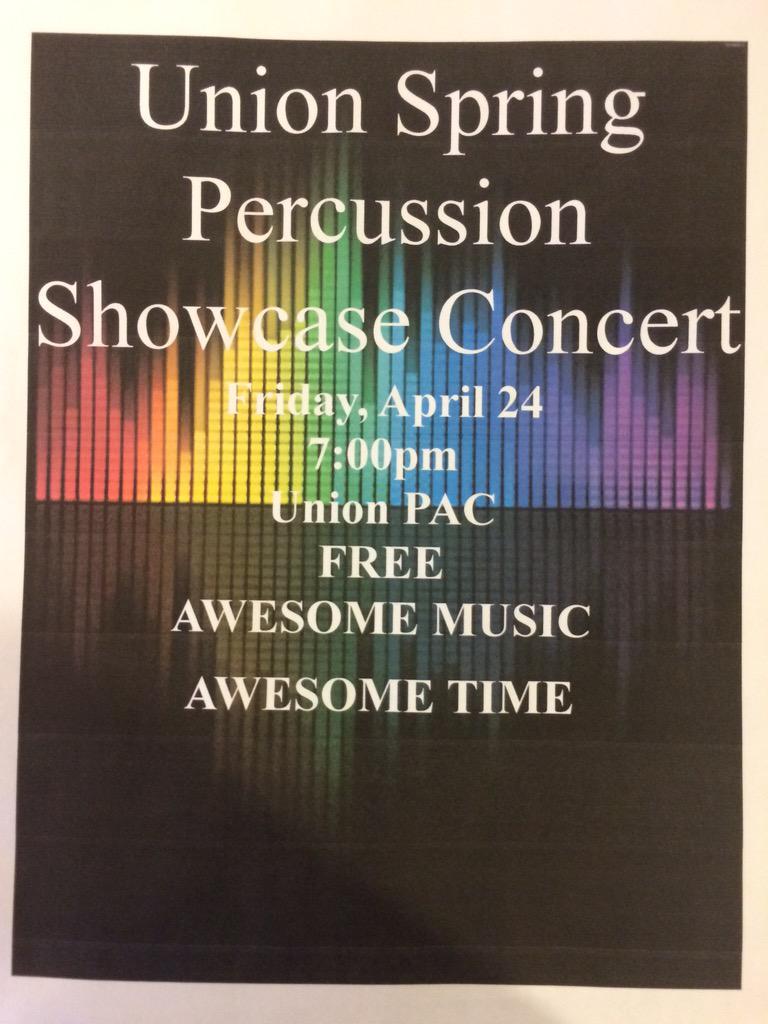 If you want to see us bang on some cool stuff then come to the Union Percussion Showcase this Friday in the PAC at 7