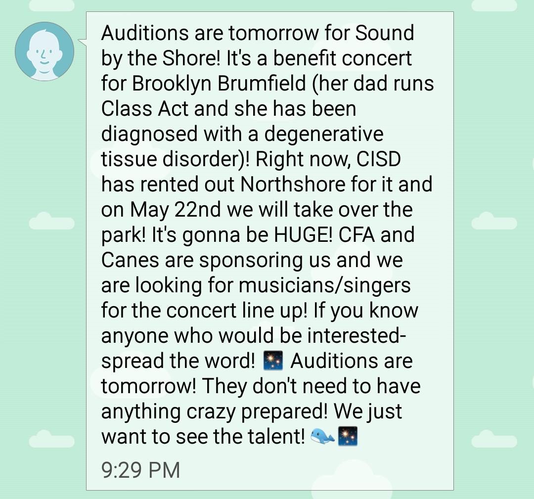 TWHSImprov's tweet photo. On May 22 there is a benefit for Brooklyn Brumfield and musicians are needed to perform! Check below for info 👍 http://t.co/6dOuDQXMzM