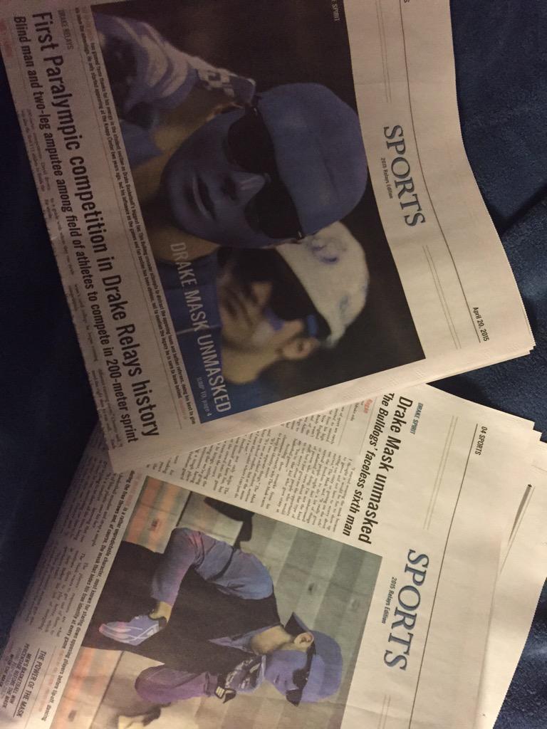 DrakeMask's tweet image. Check out "Drake Mask Unmasked" in the Sports section of the TD this week!  Thanks to everyone for their kind words