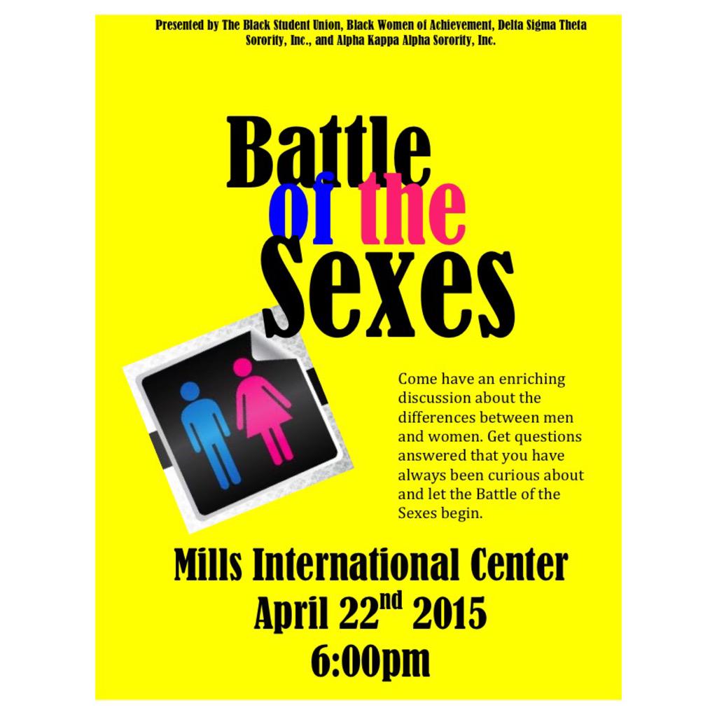 Join us on Wednesday for our collaborative Battle of the Sexes event! | Mills International Center | 6:00pm 💬🎊👩🏾👦🏾👥🙌🏾