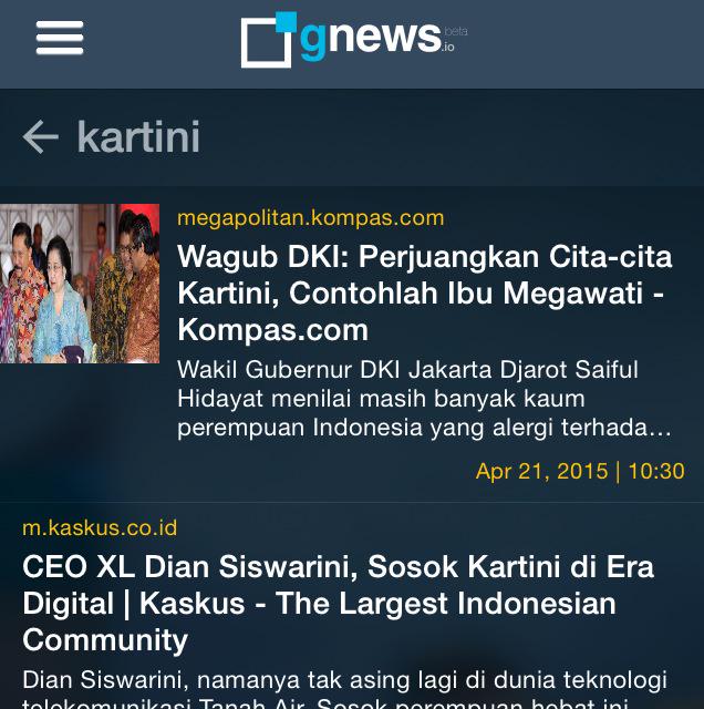diahamanda's tweet photo. Selamat #harikartini! Go download gnews for the most updated news! Reading newspaper in a genius way #gnews @gdilab http://t.co/hoEq7sOUuP