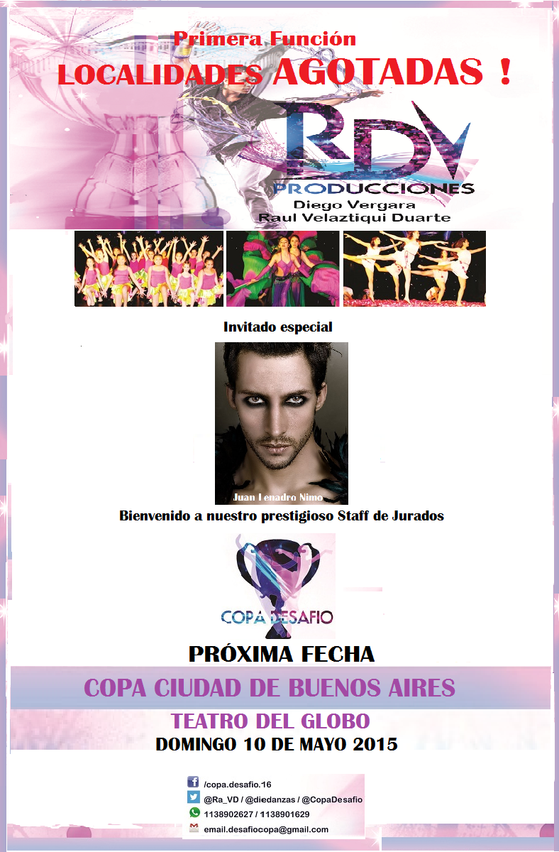 CopaDesafio's tweet photo. Próxima Fecha Domingo 10 de mayo Teatro del Globo buscamos a nuestros proximos  ganadores y ese podes ser vos ! http://t.co/MglW3FxiFQ