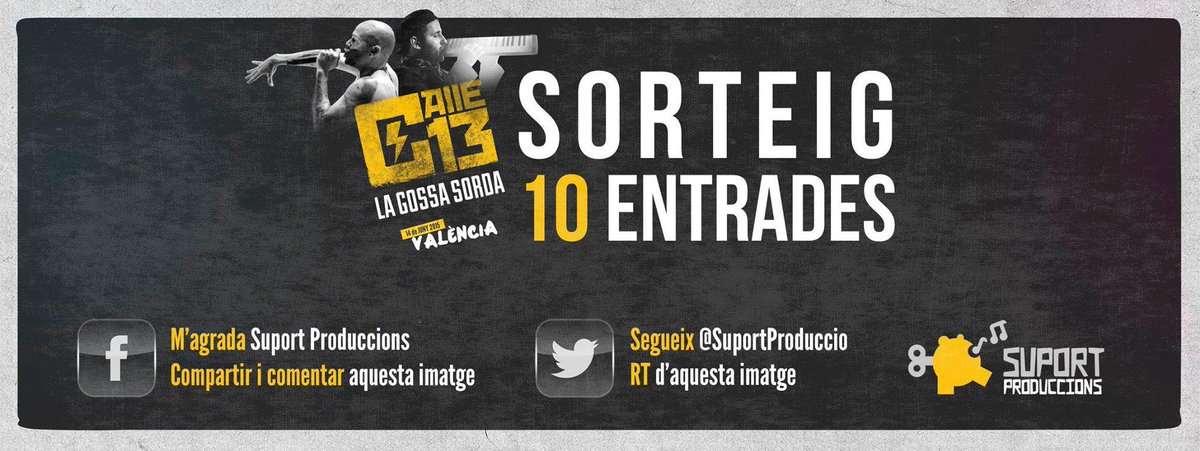 ★SORTEIG!★ Guanya 1 entrada per al concert de <a href="/Calle13Oficial/">Calle13Oficial</a> i <a href="/lagossasorda/">La Gossa Sorda</a>, en sortegem 10! Fes RT i segueix-nos!