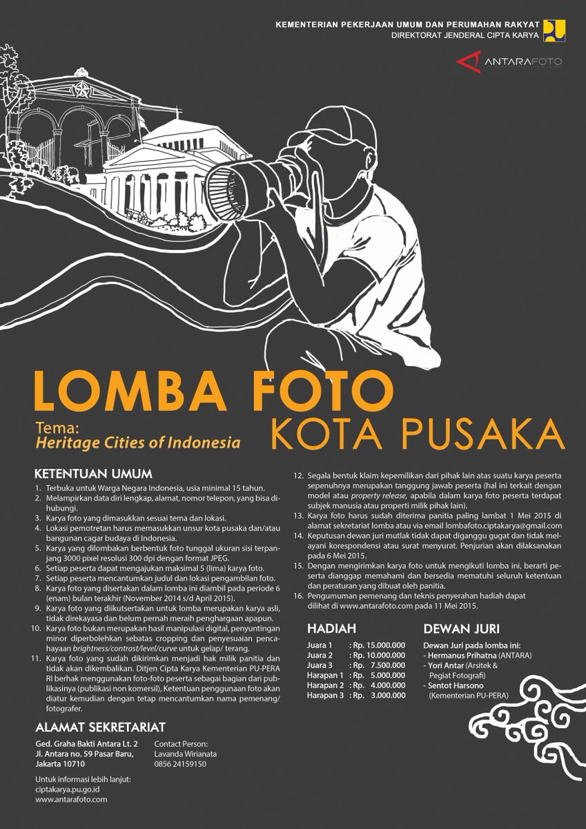 pu_ciptakarya's tweet photo. Ikuti Lomba Foto Kota Pusaka. Unsur foto: Kota pusaka/bangunan cagar budaya di Indonesia #WSC2015 @KemenPU @plp_ck http://t.co/RW9sFGFryP
