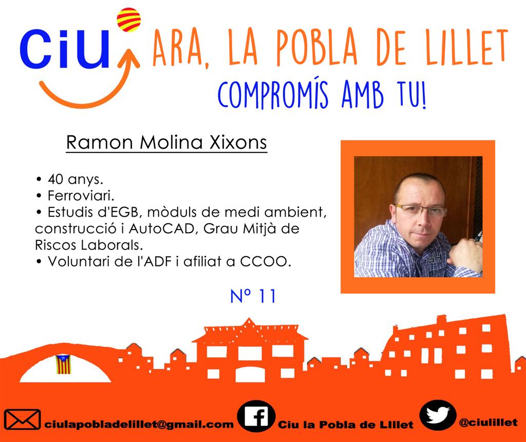 ciulillet's tweet photo. Avui us volem presentar al @molinaxixons el numero 11 de la llista! Ell te un #compromisambtu #araLaPobladeLillet http://t.co/vGGBmuB25U