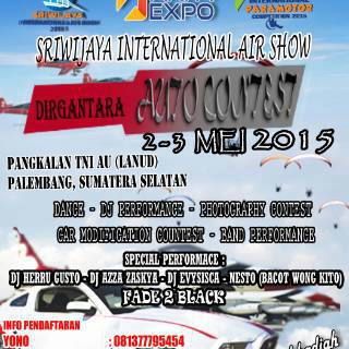 Aza_Zaskya's tweet photo. Sriwijaya International Air Show 2015 "Dirgantara Auto Contest" 2-3 mei 2015 http://t.co/3wz1FyF2zy