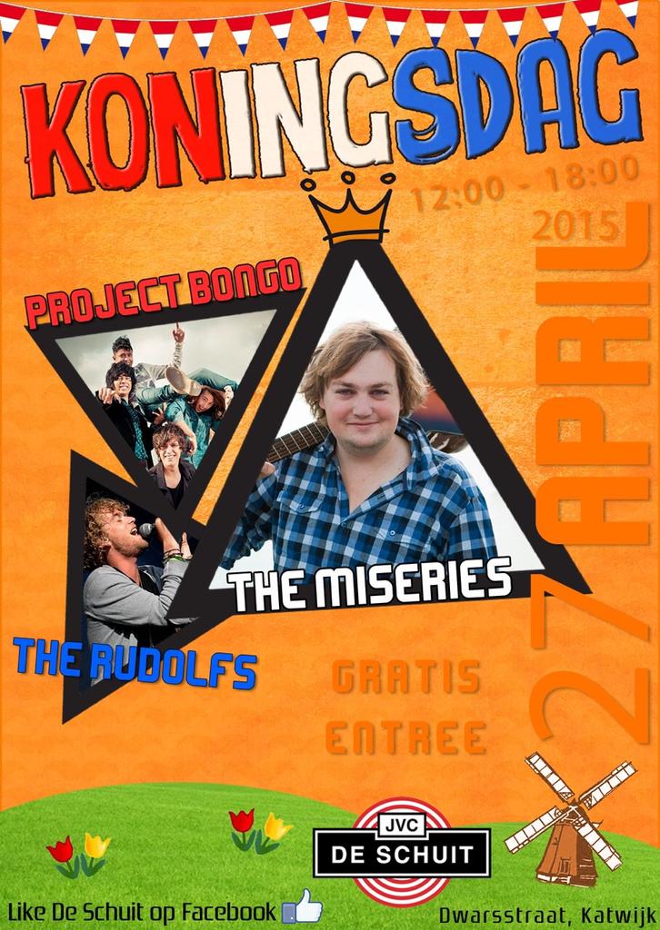 deschuit's tweet photo. Koningsdag vier je bij ons. Met @TheMiseriesNL @projectbongo en @therudolfs gratis festival! #katwijk http://t.co/g3fUkRP3Uk