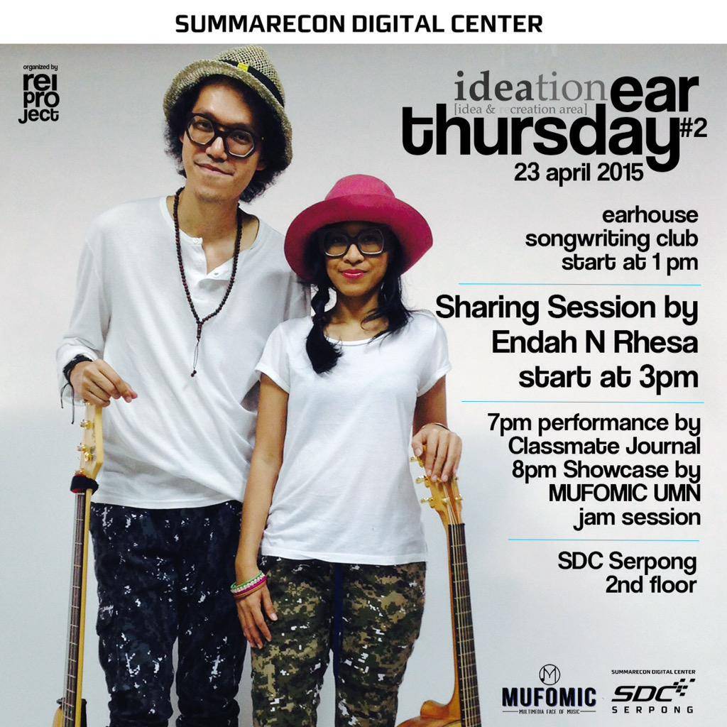 endahNrhesa's tweet photo. Mari hadiri #earThursday di @SDCSerpong Kamis 23 April 2015. Ada sharing session jam 3 sore brg kami :) #SDCIdeation http://t.co/GMhBmjWC1h