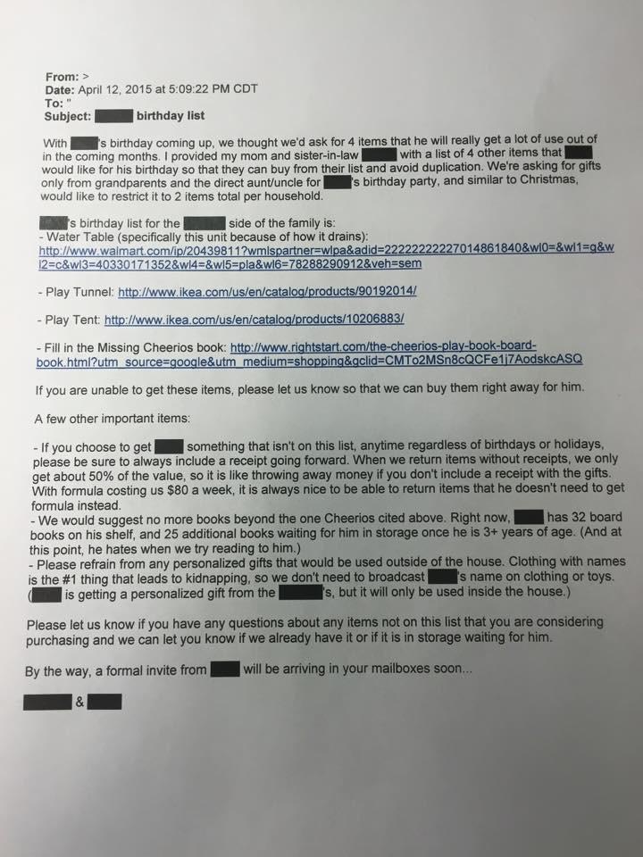 ThePoke's tweet photo. The most demanding invitation to a 1st birthday party you’ll read today.

http://t.co/AOrZXF1EHq http://t.co/Yn6wE50ziO