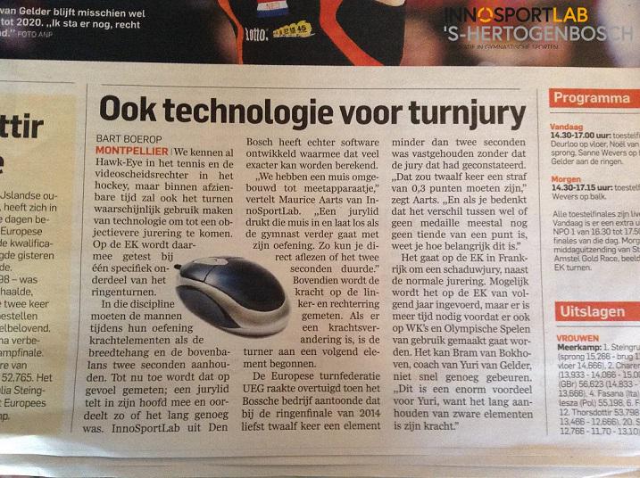 ISLDB's tweet photo. Artikel @ADnl van Bart Boerop over technologische ondersteuning jury bij beoordeling holdtime ringen #EChMontpellier http://t.co/Ole9oBAEyZ