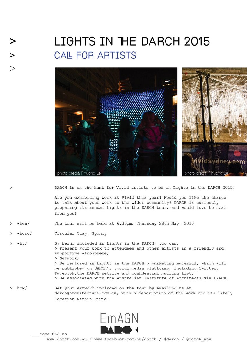 Calling all Vivid 2015 artists!! Join the Lights in the DARCH tour of Vivid