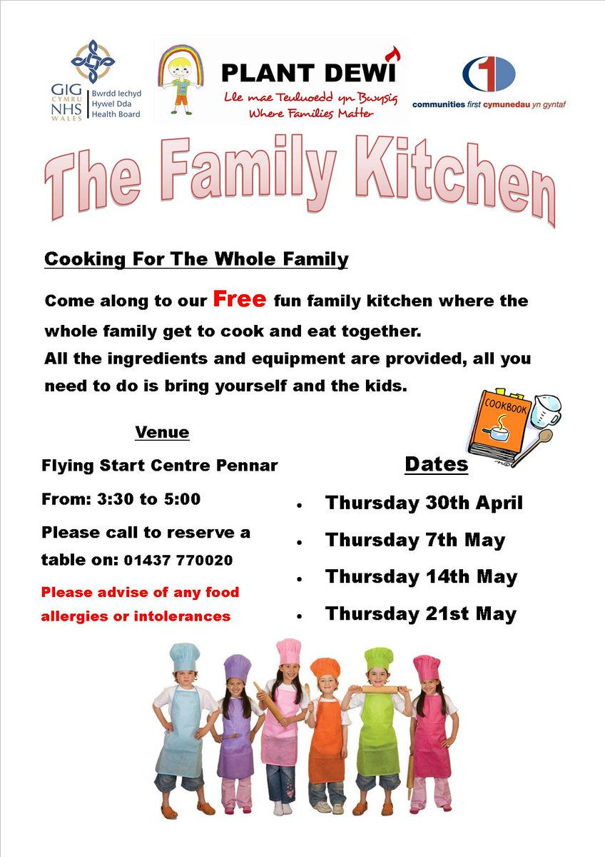 New dates for the Family Kitchen for Pennar, Pembroke Dock, Pembroke and Monkton. Book now