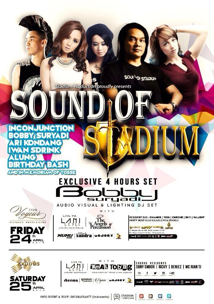 #SOUNDOFSTADIUM friday april 24th @illigalsjakarta , saturday april 25th <a href="/exodusjakarta/">EXODUS JAKARTA</a> w/ <a href="/djbobby_s/">Bobby Suryadi</a>  get new CD