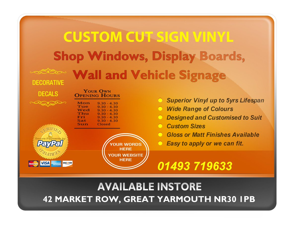 SplashPrintz's tweet image. Custom cut sign and wall vinyl. 42 Market Row, Great Yarmouth NR30 1PB