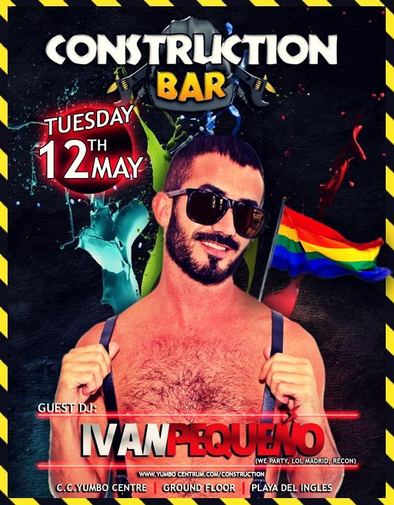 DjIvanPequeno's tweet photo. Tuesday 12th May during @pridemaspalomas I'll be djing at #ConstructionBar, my favourite terrace in @YumboCentrum. http://t.co/5h9t4qy8YM