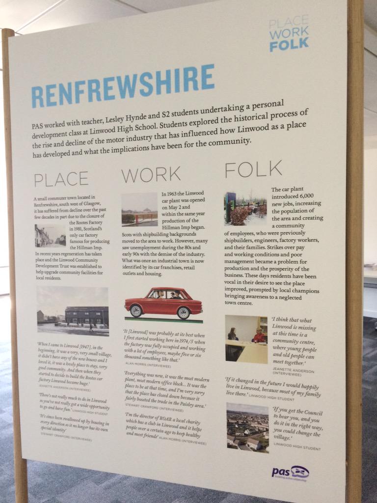 CrenellatedArts's tweet photo. Enjoyed the @PAS_tweets @placeworkfolk event, great to see the exhibition with @RenCouncilNews things http://t.co/8w8vdu6vKe