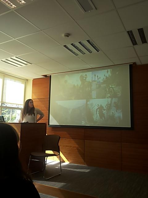CMBSartori's tweet photo. @MsAlanaBailey discussing #gender representation in #videogames: damsel in distress, oversexualised @NWCI #DHatUCC http://t.co/yPLImt0LEq