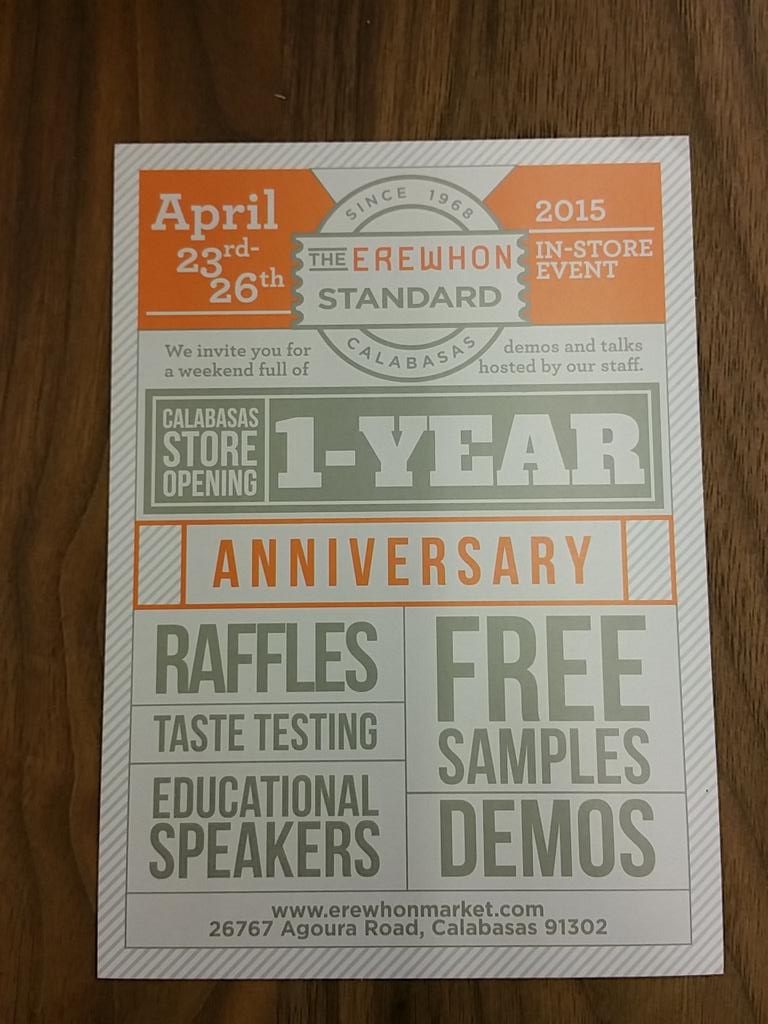 ErewhonCBS's tweet photo. @ErewhonNatural friends &amp; family, @ErewhonCBS will be having its 1 year event this Thurs-Sat #ifitshereitsgoodforyou http://t.co/Zt0Q2fkhRj