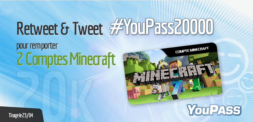 YouPassFR's tweet photo. RT + Tweet avec #YouPass20000 pour gagner 2 jeux Minecraft ! Payez avec votre téléphone =>  http://t.co/ZP6s95oOeL http://t.co/3B0dUQSh8o
