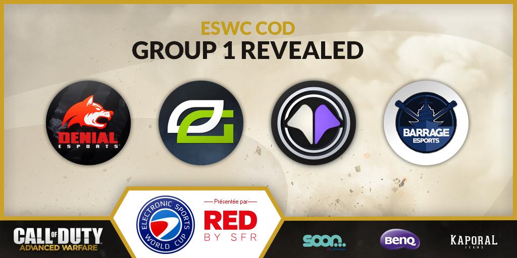 eswc_en's tweet photo. Group 1 composed of @DenialEsports @opticgaming @Millenium @Barrage_eSports http://t.co/rklGSuWqJ1