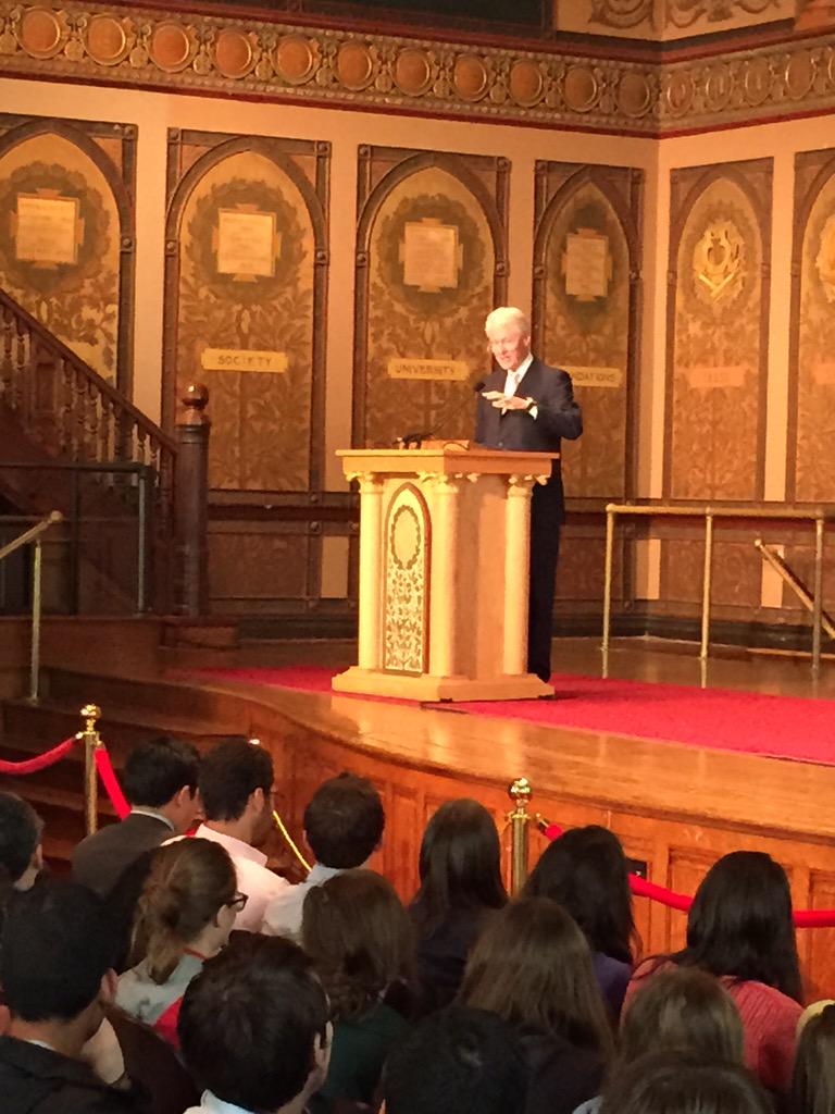 thehoya's tweet photo. .@billclinton addressing students on inclusive politics and purpose at the #ClintonLectures http://t.co/cNcU5phwLj