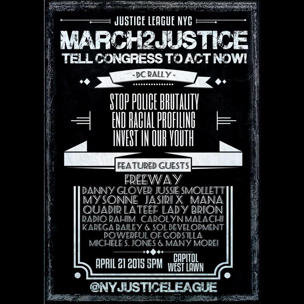 NYjusticeleague's tweet photo. It's a beautiful day to tell Congress enough is enough! Police brutality is their fight too! #March2Justice http://t.co/f5lWRezB4R
