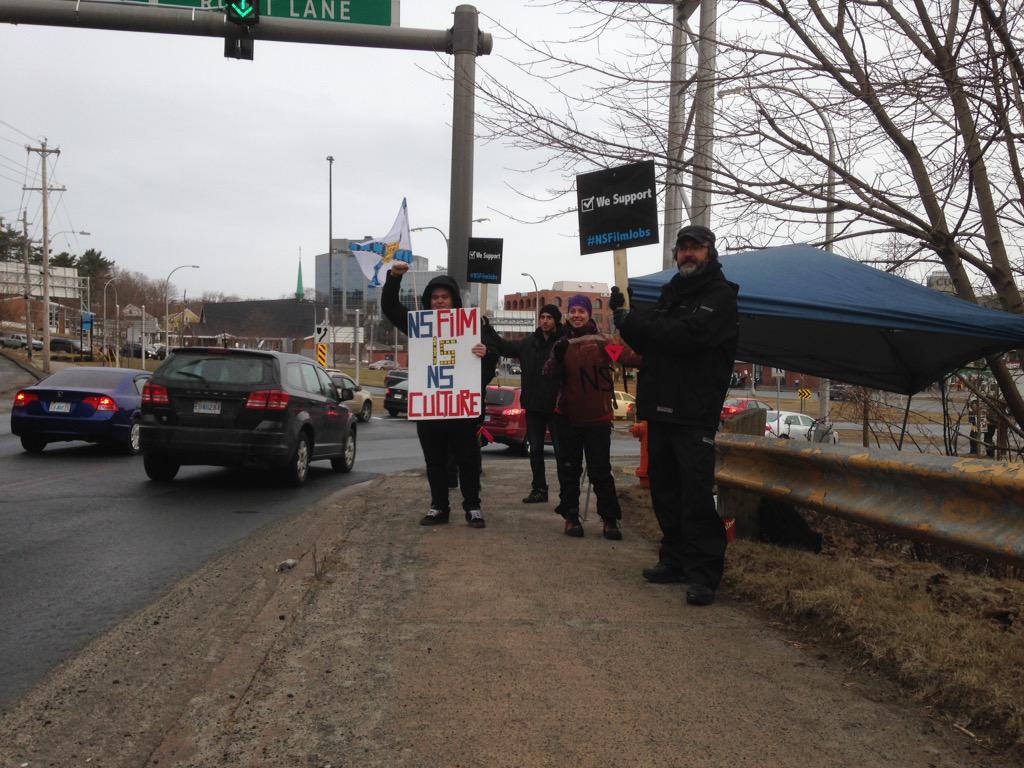 #NSfilmjobs rally at the rotary this morning! #NSpoli #nsfilmtaxcredit #NSbudget @hfxtraffic @Screen_NS @metrohalifax