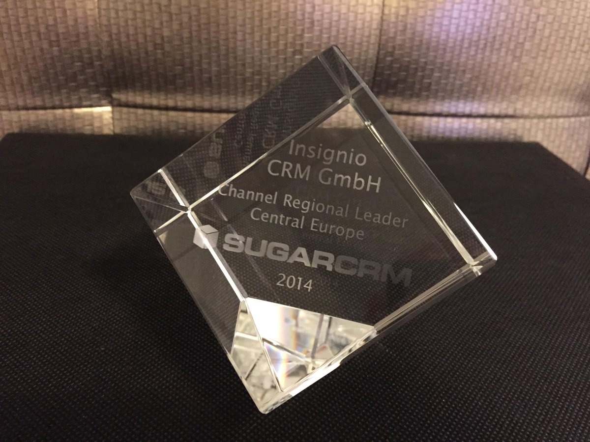 #SugarCon Partner Awards: ...and the award for "Regional Leader Central Europe" goes to #insignio. Danke <a href="/SugarCRM/">SugarCRM</a>!