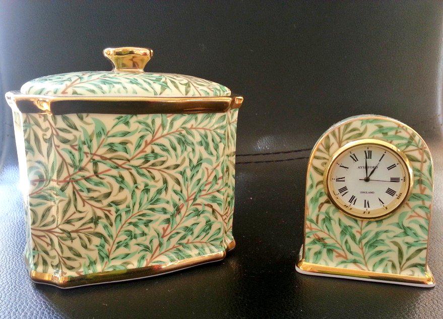 Ayshford fine bone china Trinket box and small clock with William
