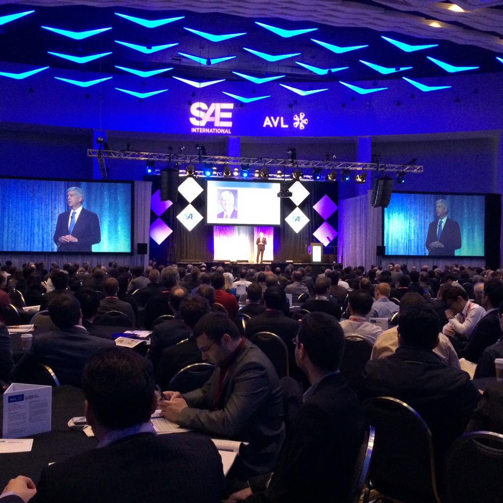 onetoughnerd's tweet photo. At Cobo in Detroit, Governor Snyder speaks with a packed house at the annual @SAEIntl World Congress http://t.co/YccVUXouy6