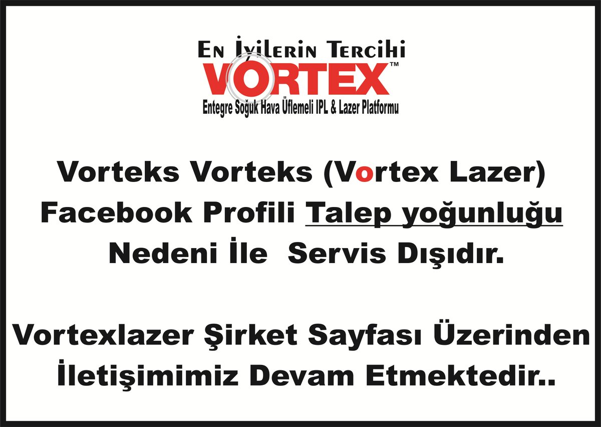 medikalmuratecn's tweet photo. #vortexlazer #facebook #Sayfasına Ait Vorteks Vorteks #Profil Sayfası #Talep Yoğunluğu Nedeni İle #Servis Dışıdır.. http://t.co/NsMqgosGRt