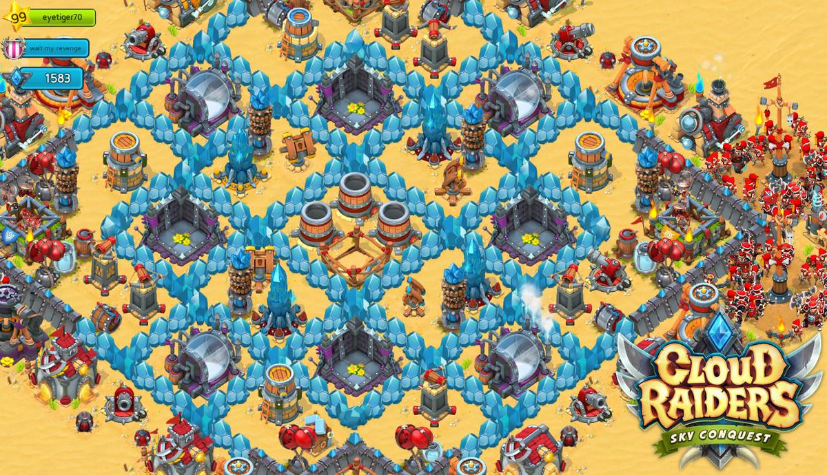 eyetiger70's tweet photo. What do you think of my defenses? Play #CloudRaiders and find my base: eyetiger70  http://t.co/GblUXseW52 http://t.co/JeSnYV4D9l