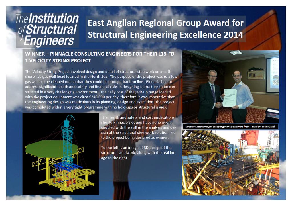 Then lastly the winners of the East Anglian RG award 2014; <a href="/Pinnacle_Advice/">Pinnacle Consulting Engineers Ltd</a> for their velocity String project