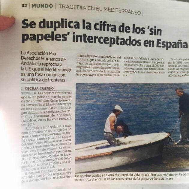 andreaAriasT's tweet image. Mientras los titulares sean estos la sociedad seguirá viéndolos así y no como personas #Lampedusa #whyagain