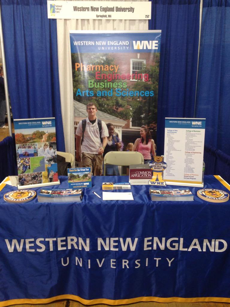 Golden Bear set up the <a href="/WNEUniversity/">Western New England University</a> table at the Montgomery <a href="/NACACFairs/">NACAC College Fairs</a>. He is ready to meet more students!