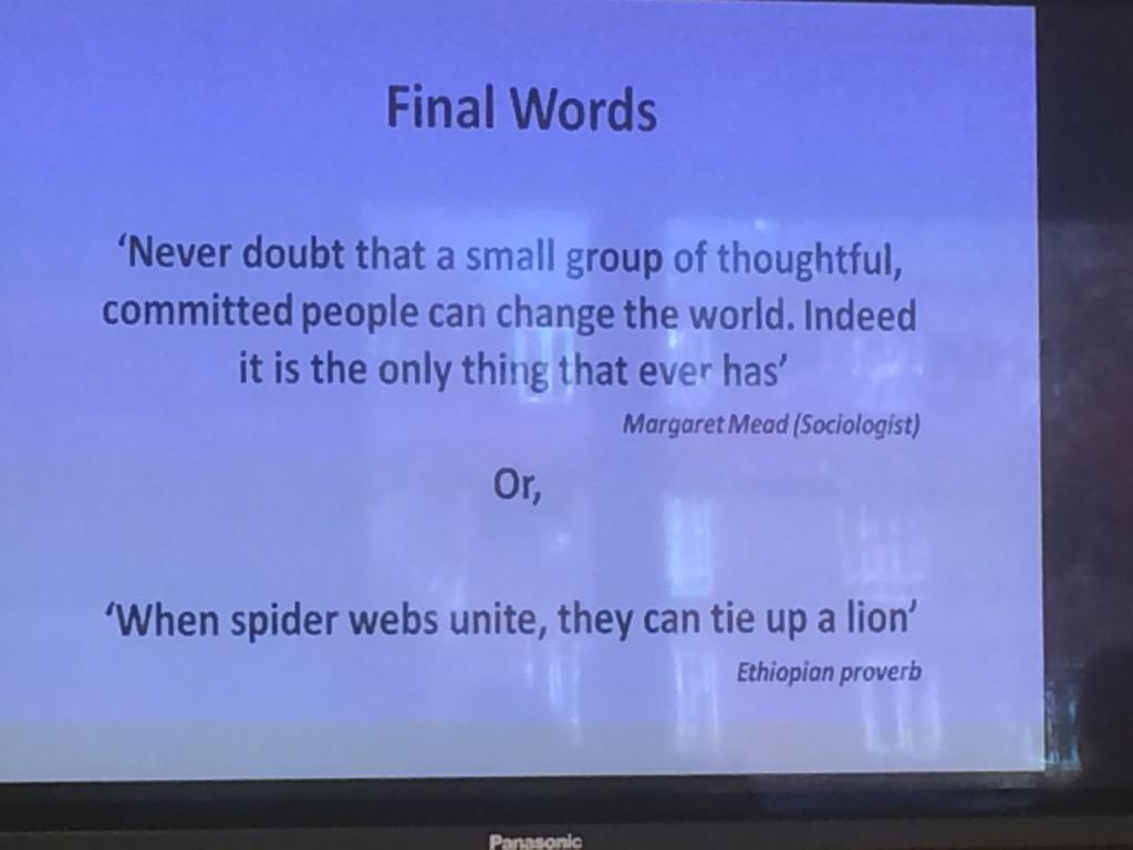 breidobrien's tweet photo. Wise quotes from Suzy Elneil on believing you can make a difference from #Quality2015 http://t.co/UzOKmVWblC