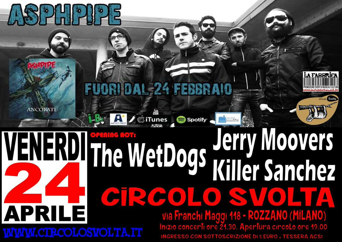 AshpipeOfficial's tweet photo. Alright Fellas!This Friday Ashpipe are BACK ON THE ROAD!!Circolo Svolta Rozzano (Milan)..Ready to hit the stage!!! http://t.co/MFm6BqB3hA