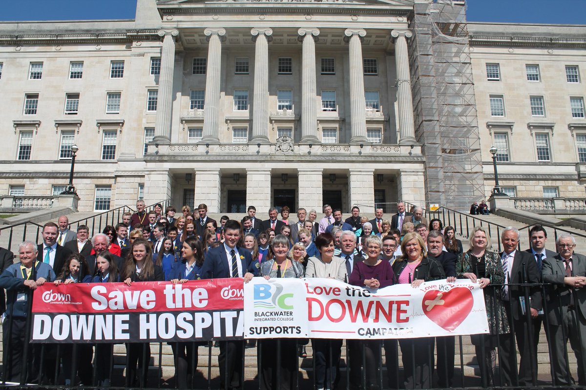 SDLPlive's tweet photo. Cross Community effort of students, community reps & #SDLP rally at Stormont to #savethedowne http://t.co/9I3MYzO1Jt