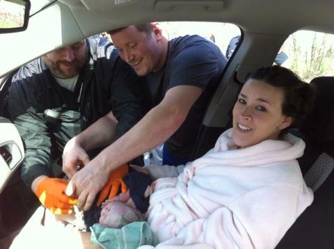 mcall's tweet photo. In South Whitehall, a special delivery comes early - in a parking lot. http://t.co/5AoCJEmABr http://t.co/f8HmiIb54Y