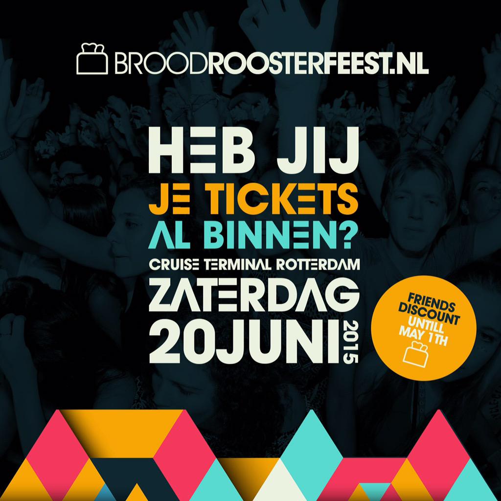 BroodRooster010's tweet photo. Heb je je tickets al voor 20 juni? De pre sale loopt tot 1 mei. http://t.co/0vxAHHcGOD #dance #Rotterdam #vrienden http://t.co/CzEab7Jft9