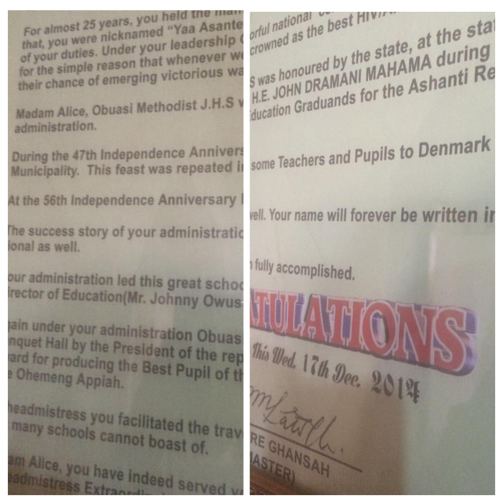 AFGHINVASIONS's tweet photo. Mum won scholarship for some teachers and students to Denmark and got award from the PRESIDENT OF GHANA http://t.co/K2fsOWZZ8k