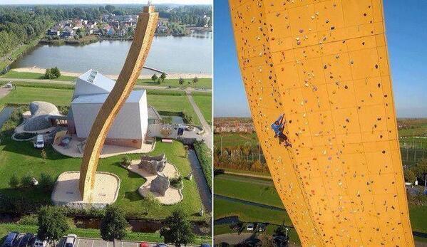 _Paisajes_'s tweet photo. La montaña rocódromo más alta está en Groningen, Holanda. Mide 37 metros y es llamada Excalibur. http://t.co/MpDfM0Mxq0