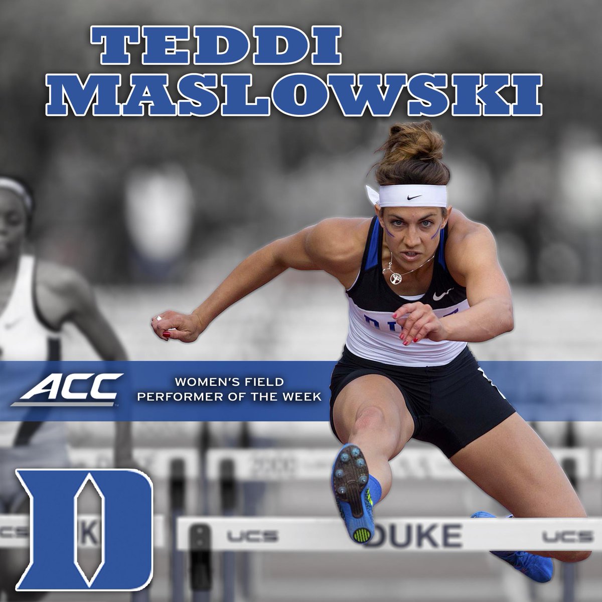 DukeTFXC's tweet photo. Congrats to Teddi Maslowski on being named @ACCTrackField POTW! #GoDuke http://t.co/MPlzW3aI25 http://t.co/osXLrSYGsD