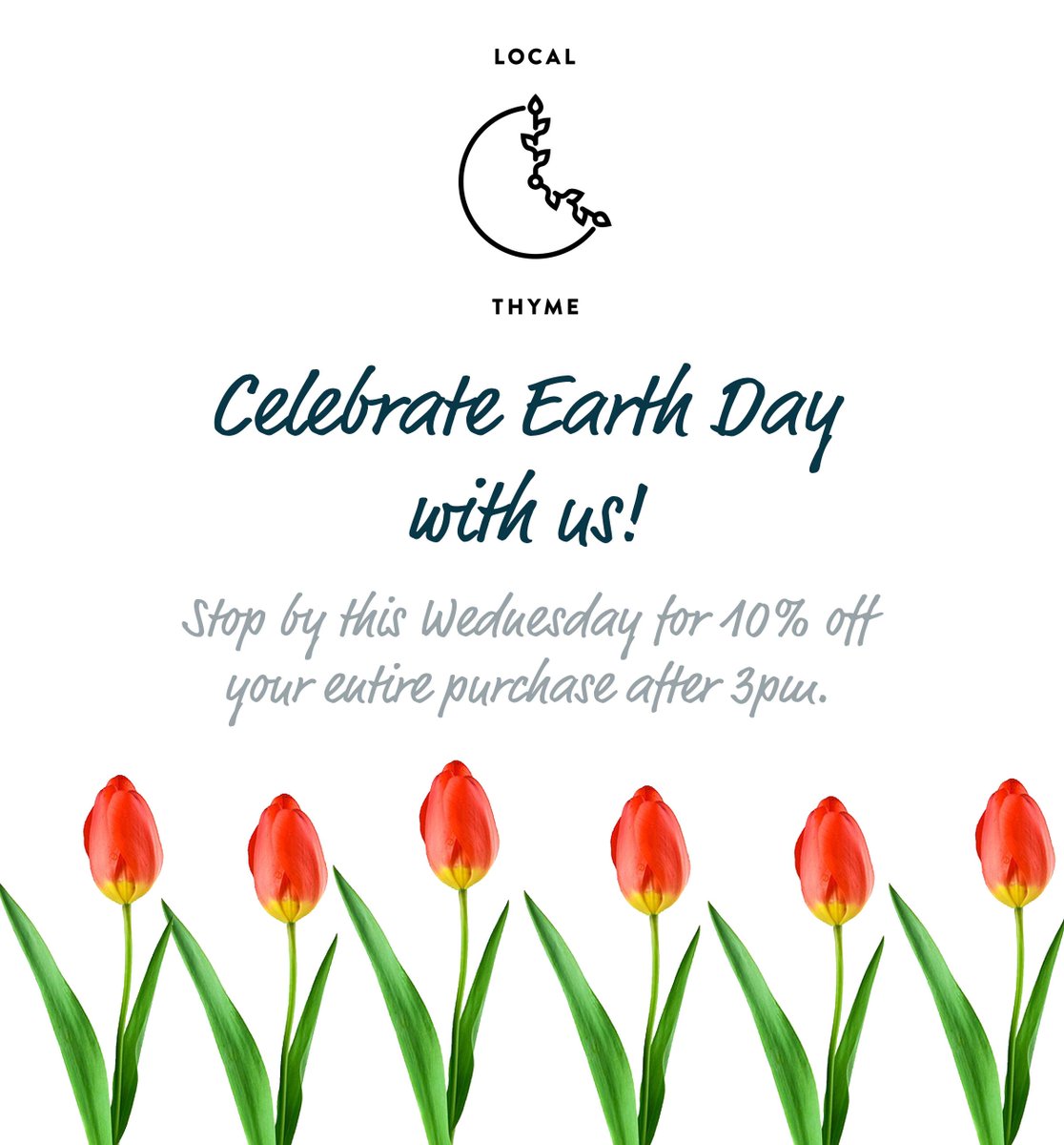 LocalThymeNYC's tweet photo. We'll be having a special #EarthDay promotion, tomorrow only: Stop by after 3pm for 10% off your entire meal! http://t.co/YaTduXi8ym