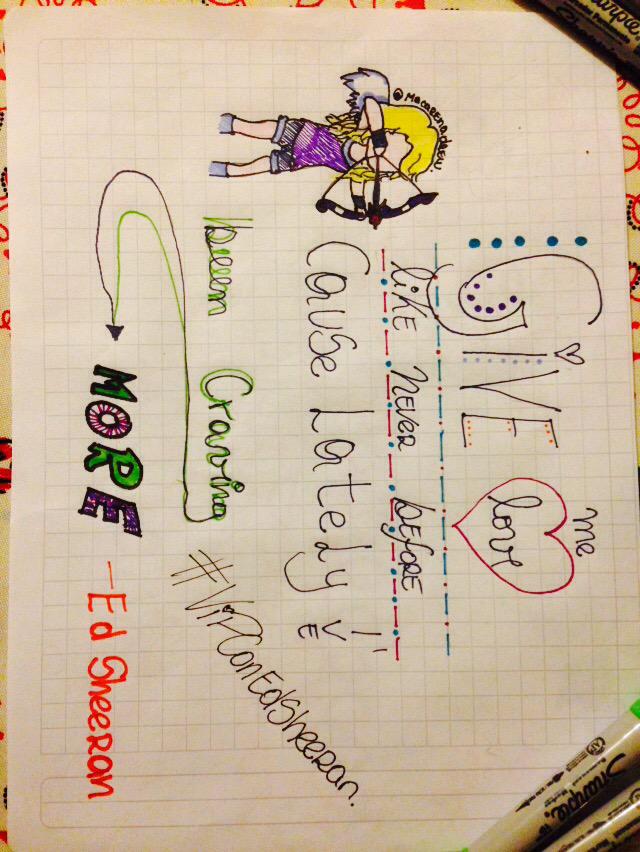 Macarenadrew's tweet photo. Give me love๐ @FefaAhumada @FernandaDhb seria lindo ganar ๐ญ๐ #VIPConEdSheeran http://t.co/0sjo3dyGPN