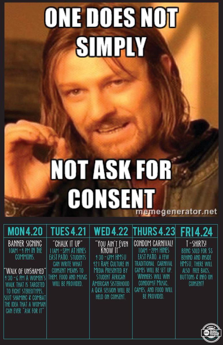 SGAindstate's tweet photo. Consent Week has arrived! Check out the different activities planned for this week. #Consent #GetItOrQuitIt http://t.co/EfLRLTzwYq