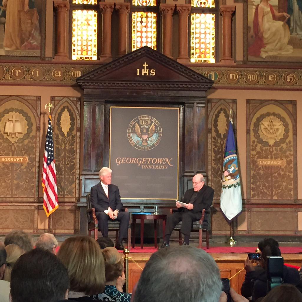rmathis's tweet photo. At the third of the #ClintonLectures series. @billclinton singing the praises of @Georgetown's impact on his life. http://t.co/fqVpot5mDw