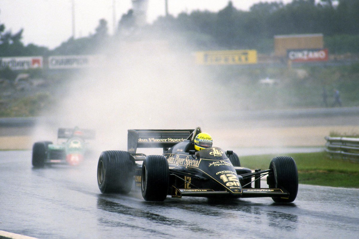 F1's tweet photo. Ayrton Senna won his first GP exactly 30 years ago. Michele Alboreto was a minute behind. The rest were a lap behind. http://t.co/OgAAyfjWLp