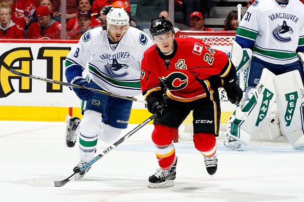 NHL's tweet photo. .@NHLFlames look to keep rolling vs. the @VanCanucks tonight in Game 4. http://t.co/QXtBVOJRp5 #VANvsCGY #StanleyCup http://t.co/IlMzZdm7tR